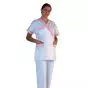 Tunique médicale femme Timme blanc parement rose Mulliez