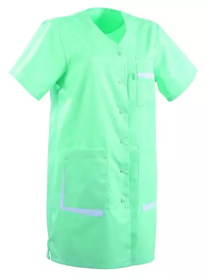Tunique médicale courte 3/4 pour femme ANNA Lafont Vert d'eau / blanc
