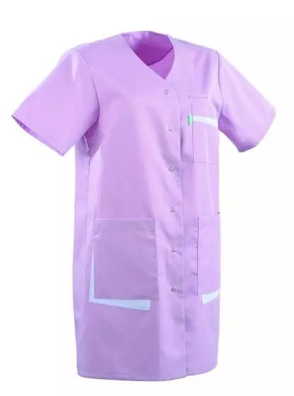 Tunique médicale courte 3/4 pour femme ANNA Lafont Mauve / blanc