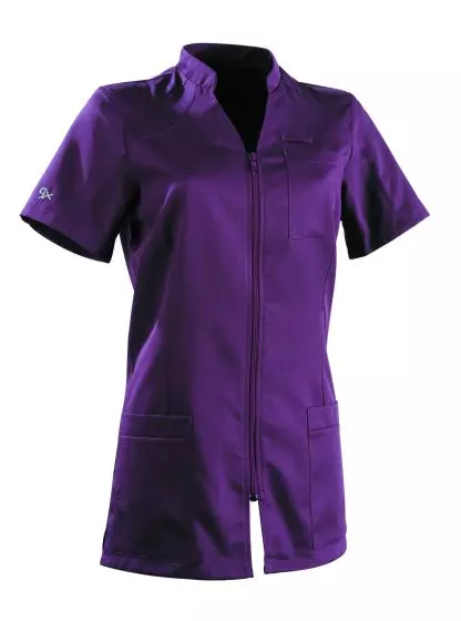 Tunique médicale femme SANDRINE Col Officier Clemix 2.0 Prune Evêque