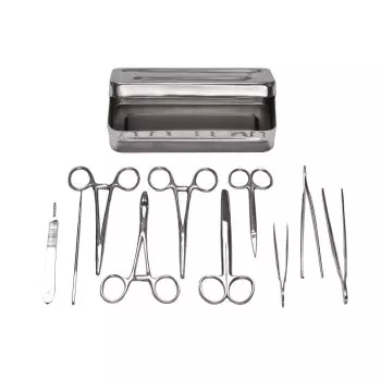 Boite de petite chirurgie complète en aluminium avec instruments