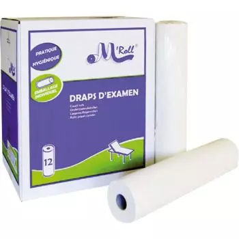 Draps d'examen ouate lisse extra-douce M'ROLL (12 rouleaux)