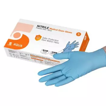Gants d'examen nitrile Aqua non poudrés non stériles (boite de 100)