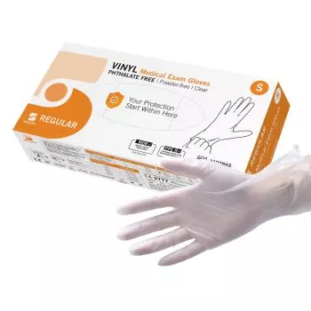 Gants d'examen vinyle Regular non poudrés non stériles (boite de 100)