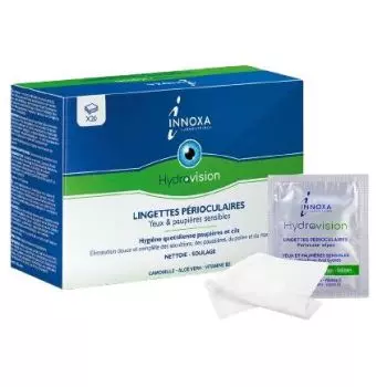 Lingettes nettoyantes périoculaires Innoxa Hydravision (x20)