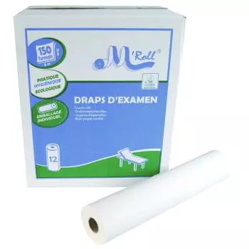 Rouleau papier table massage - Drap examen - Draps médicaux d'examen - Drap  d'examen blanc Pure Ouate 2 plis gaufrés 135 fts 50x35cm - Carton de 6