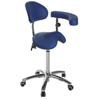 Tabouret Pony base aluminium avec dossier et accoudoir multifonction Ecopostural S5634