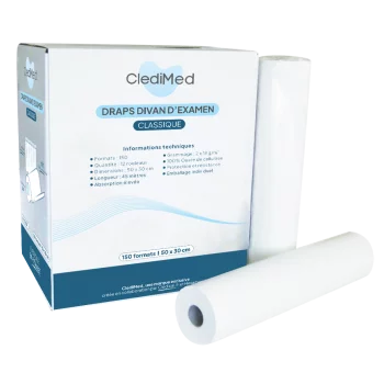 Carton de 12 rouleaux de draps d'examen ClediMed Classique