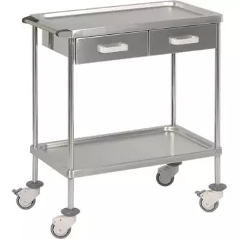 Guéridon inox 73 x 42 cm avec 2 tiroirs Hidemar H 226.2