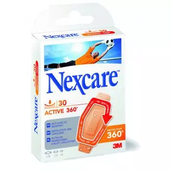 Pansements anti-choc lavable 3M Nexcare Active 360° boîte de 30 pansements assortis