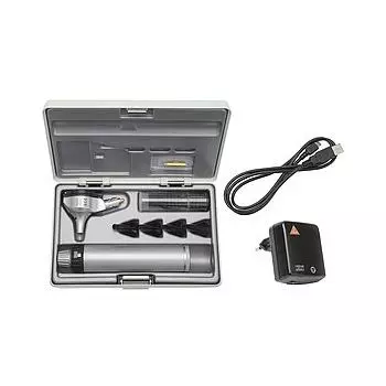 Trousse otoscope BETA400 F.O avec BETA4 USB poignée rechargeable avec câble USB et bloc d'alimentation enfichable