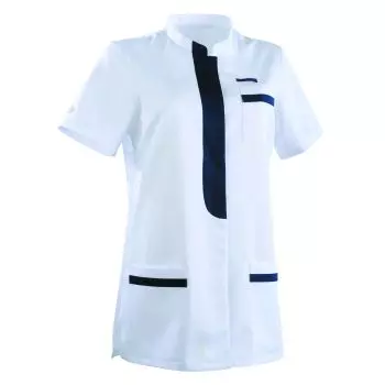 Tunique médicale femme KIM Col Officier Clemix 2.0 blanc / Marine