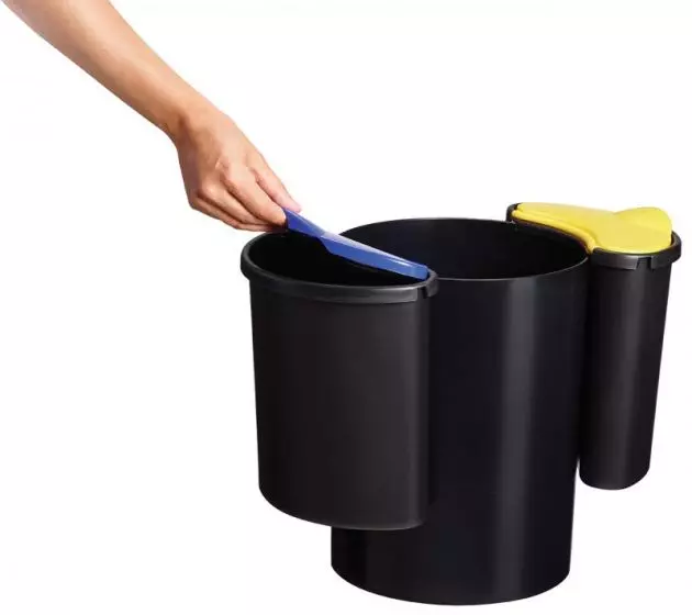 CORBEILLE DE TRI SELECTIF 25L  NOIR BLEU ET JAUNE