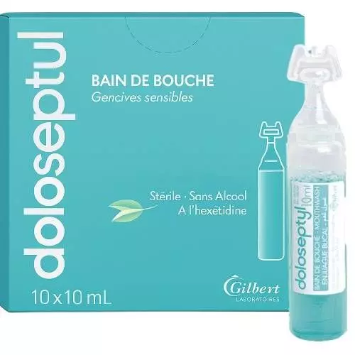 Bain de bouche Laboratoires Gilbert Doloseptyl (10 unidoses de 10ml)