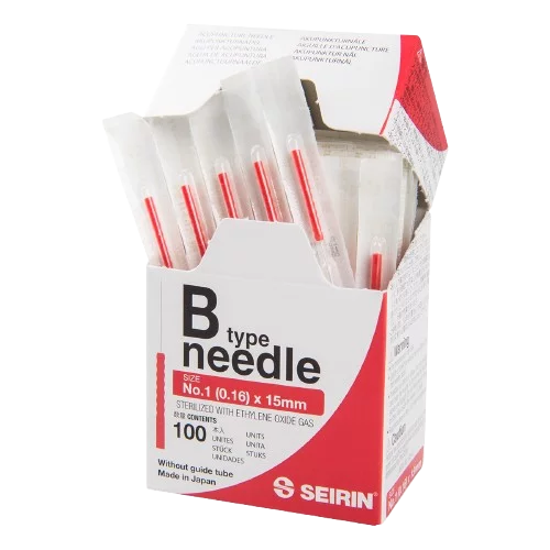 Aiguilles d'acupuncture stériles Seirin Type B - sans tube guide (boîte de 100)