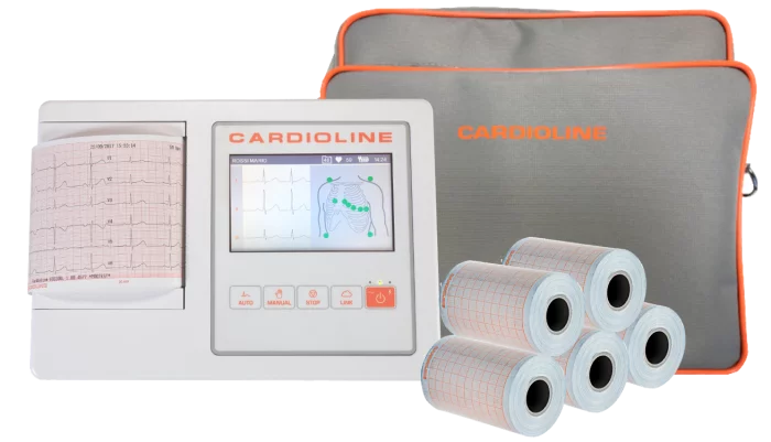 Pack ECG Cardioline 100L (3/6 pistes) avec interprétation + sacoche + papier + électrodes
