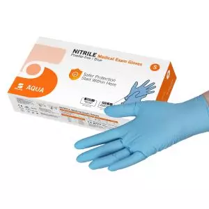 Gants d'examen nitrile Aqua non poudrés non stériles (boite de 100)