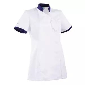 Tunique médicale femme coupe cintrée Ayako 2LIN Clemix 2.0 Lafont Blanc / Bleu Marine