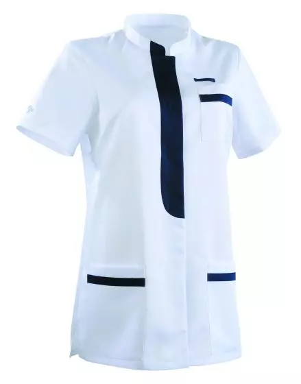 Tunique médicale femme KIM Col Officier Clemix 2.0 blanc / Marine