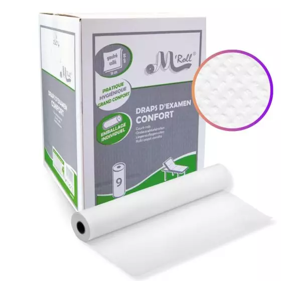 Draps d'examen ouate gaufrée collée (9 rouleaux)
