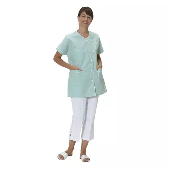 Tunique médicale femme Taffa vert liseré blanc Mulliez