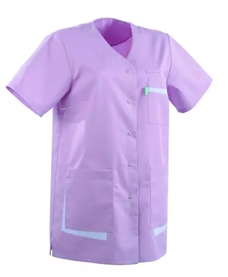 Tunique médicale courte pour femme AMANDA Lafont Mauve / blanc