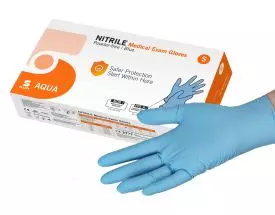 Gants d'examen nitrile Aqua non poudrés non stériles (boite de 100)