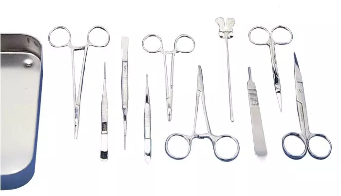 Boite de petite chirurgie complète en inox avec instruments