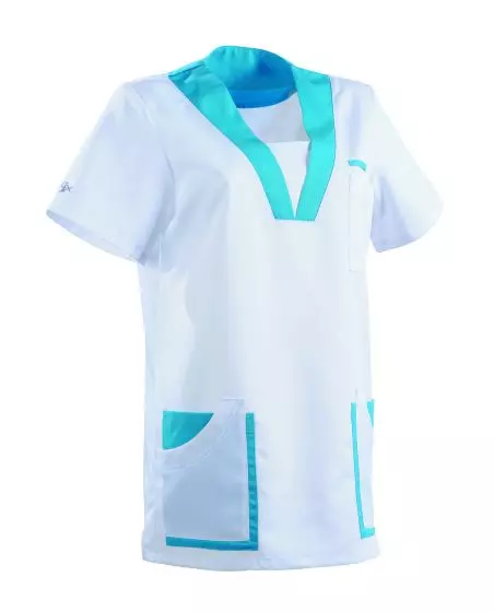 Tunique médicale femme MARIE Clemix 2.0 Blanc / Turquoise