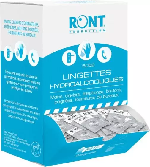 Lingette imprégnée de gel hydroalcoolique (boite de 250)